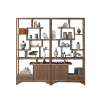 戴劲 原木大板茶桌椅组合新中式茶桌办公室整板喝茶桌套装一体二博古架