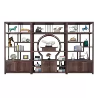 戴劲 原木大板茶桌椅组合新中式茶桌办公室整板喝茶桌套装一体博古架