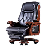 戴劲 老板椅商务大班椅可躺按摩电脑椅升降转椅10轮办公椅 牛皮+搁脚