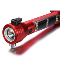 鸣固 多功能手电 破窗神器安全锤 12合1多功能手电筒汽车逃生锤救生锤车载充电宝 消防应急救援工具 高配版