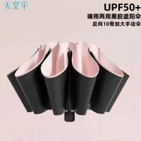 天堂伞 银胶防晒防紫外线三折纯色晴雨伞 [38079]粉色