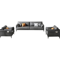 臻远 ZYJJ-80183 简约办公沙发洽谈接待沙发休闲沙发组合西皮2+1+1+长茶几