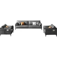 臻远 ZYJJ-80183 简约办公沙发洽谈接待沙发休闲沙发组合西皮2+1+1+长茶几