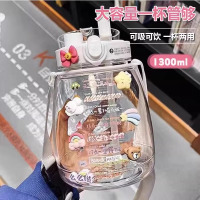 大肚杯大容量耐高温网红水杯高颜值女生水壶运动超大吸管杯子3759Z