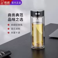 希诺(HEENOOR) 双层玻璃杯 加厚隔热商务泡茶杯车载水杯男女士喝水杯子 XN-L616 340ML