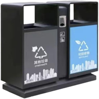 户外垃圾桶 板材厚度1mm 烤漆 不锈钢内胆 单位:个