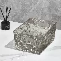 泽熙 [ZT2168]桌面大号收纳筐整理箱化妆品橱窗收纳盒透明零食玩具收纳盒 透灰色(不带坐兔)