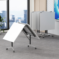 易企采 220*110CM折叠会议桌 可移动折叠带轮子办公会议桌长条桌培训桌伸缩拼接办公桌