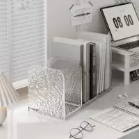 泽熙 [ZT2699] 桌面书立书架收纳盒透明学生书本书桌立架分隔挡板置物架 透明色*2