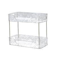 泽熙 [ZT2289]冰川纹收纳架客厅厨房茶杯架水杯架收纳架托盘玻璃 透明色[双层]收纳架