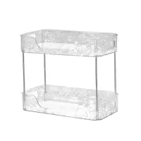 泽熙 [ZT2289]冰川纹收纳架客厅厨房茶杯架水杯架收纳架托盘玻璃 透明色[双层]收纳架