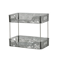 泽熙 [ZT2289]冰川纹收纳架客厅厨房茶杯架水杯架收纳架托盘玻璃 透灰色[双层]收纳架