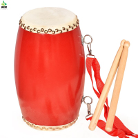 冀美629-YG5 木质腰鼓牛皮腰鼓秧歌舞蹈陕北腰鼓打击乐器 15cm+背带+鼓棒+方巾