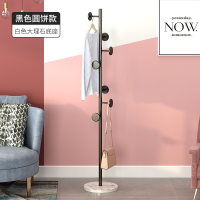 戴劲 大理石铁艺衣帽架落地简易衣服卧室家用置物收纳简约现代挂衣架子 白色大理石+黑色圆饼