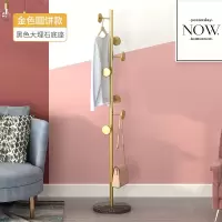 戴劲 大理石铁艺衣帽架落地简易衣服卧室家用置物收纳简约现代挂衣架子 黑色大理石+金色圆饼