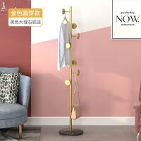 晋舰 大理石铁艺衣帽架落地简易衣服卧室家用置物收纳简约现代挂衣架子 黑色大理石+金色圆饼