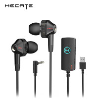 漫步者HECATE GM360声卡版 7.1外置声卡双动圈电竞耳机 黑色