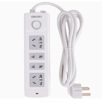 得力 18201防触电拖线板多孔插座 2米线长插线板
