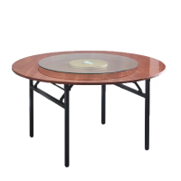 三吒 圆餐桌1.8米带转盘可折叠家用酒店饭店餐桌