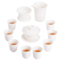 苏氏陶瓷(SUSHI CERAMICS) 羊脂玉瓷荣光三才盖碗礼盒套组140ML J0881