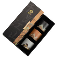 苏氏陶瓷(SUSHI CERAMICS) 手绘山水画三色功夫杯文创主人杯 中国风千里江山 J0566
