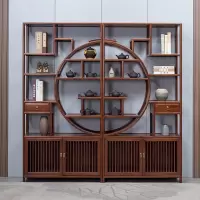 博古架实木新中式书柜客厅隔断展示架 新中式大团圆一对