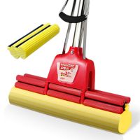 好媳妇 懒人免手洗拖布拖地神器 不锈钢大号家用双滚轮挤水地拖 33CM海绵拖把 赠棉头