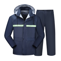 SAFEMAN君御 N211-1A带反光条雨衣套装户外电动车自行车耐穿防水 藏青色 L