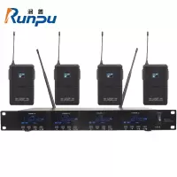 润普RP-WH9004L会议室礼堂报告厅直播/演讲/智慧教育真分集专业无线一拖四领夹式麦克风