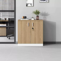 易企采 80*40*80CM两门文件柜 木质带锁小柜子移动收纳柜抽屉柜档案资料储物柜矮柜