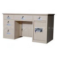 臻远BXZ-16 钢制保险桌可投币收银财务桌1.4m白木纹五斗电子锁