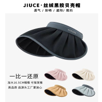 黑胶防晒帽女夏季2025新款防紫外线遮阳帽子大帽檐发箍贝壳空顶帽3759A