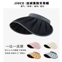 黑胶防晒帽女夏季2025新款防紫外线遮阳帽子大帽檐发箍贝壳空顶帽3759A