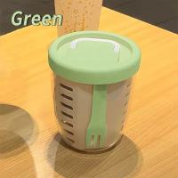 便携式可沥水带叉子水果杯ins风早餐沙拉杯外带野餐水果杯燕麦杯3759W