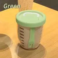 便携式可沥水带叉子水果杯ins风早餐沙拉杯外带野餐水果杯燕麦杯3759W