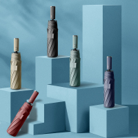 旭晴十骨配色手柄黑胶防晒晴雨两用自动伞