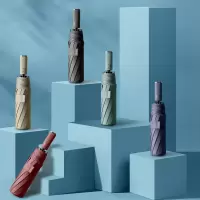 旭晴十骨配色手柄黑胶防晒晴雨两用自动伞