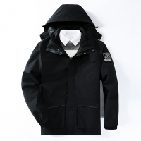 京嘉(JINGJIA) 三合一抓绒内胆冲锋衣 户外防水抵御寒风 男款冲锋衣