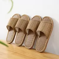 家用夏季草编亚麻藤草男女室内凉拖鞋清凉藤草席家居防滑地板拖鞋3759Z