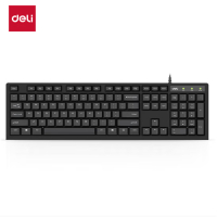 得力(deli)鼠标 有线笔记本台式机电脑鼠标USB办公鼠标无线便携轻音鼠标键盘人体工学鼠标蓝牙双模 有线键盘-黑色