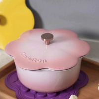 德国金孚顿Kimfulton珐琅铸铁锅煲汤无涂层花瓣锅胭脂粉16cm