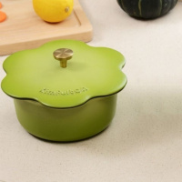 德国金孚顿Kimfulton珐琅铸铁锅煲汤无涂层花瓣锅孔雀绿16cm