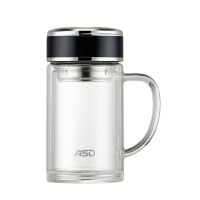 爱仕达(ASD)玻璃杯雪晶茗系列泡茶杯双层防烫耐热防爆男士女士 RWB35B2J[办公杯] 350ml