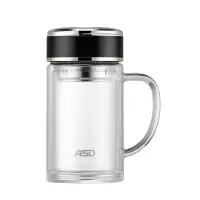 爱仕达(ASD)玻璃杯雪晶茗系列泡茶杯双层防烫耐热防爆男士女士 RWB35B2J[办公杯] 350ml