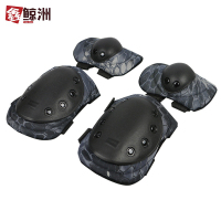 鑫鲸洲0729-迷彩护具护膝护肘运动骑行防护套装战术护具军迷野战护具黑蟒纹