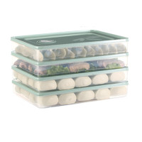 奥美优饺子盒 冰箱收纳盒 保鲜盒大容量可微波炉加热4层4盖