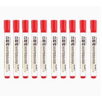 得力 6817白板笔水性可擦拭白板笔 红色一盒10支