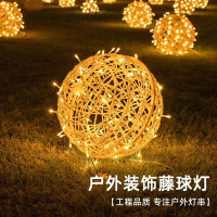秦然 led藤球灯挂树上彩灯节日彩灯户外防水圆球氛围灯满天星装饰灯 暖白[接电款]30厘米