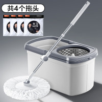 大卫双驱动旋转拖把桶通用懒人神器免手洗拖地家用一拖净拖布 D10配置共4个拖头