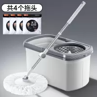 大卫双驱动旋转拖把桶通用懒人神器免手洗拖地家用一拖净拖布 D10配置共4个拖头